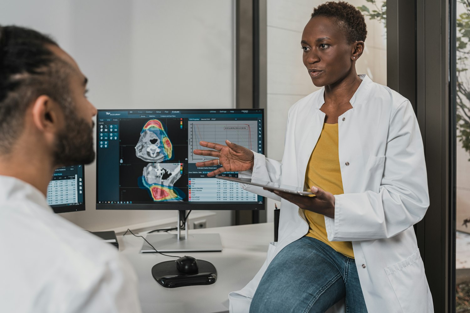 Audiologists reviewing diagnostic results at Bentley Hearing Services