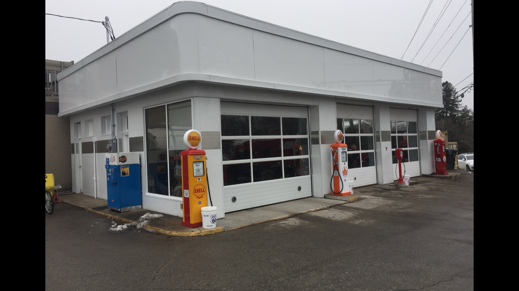 Byron Automotive service station and vintage pumps by day, London Ontario