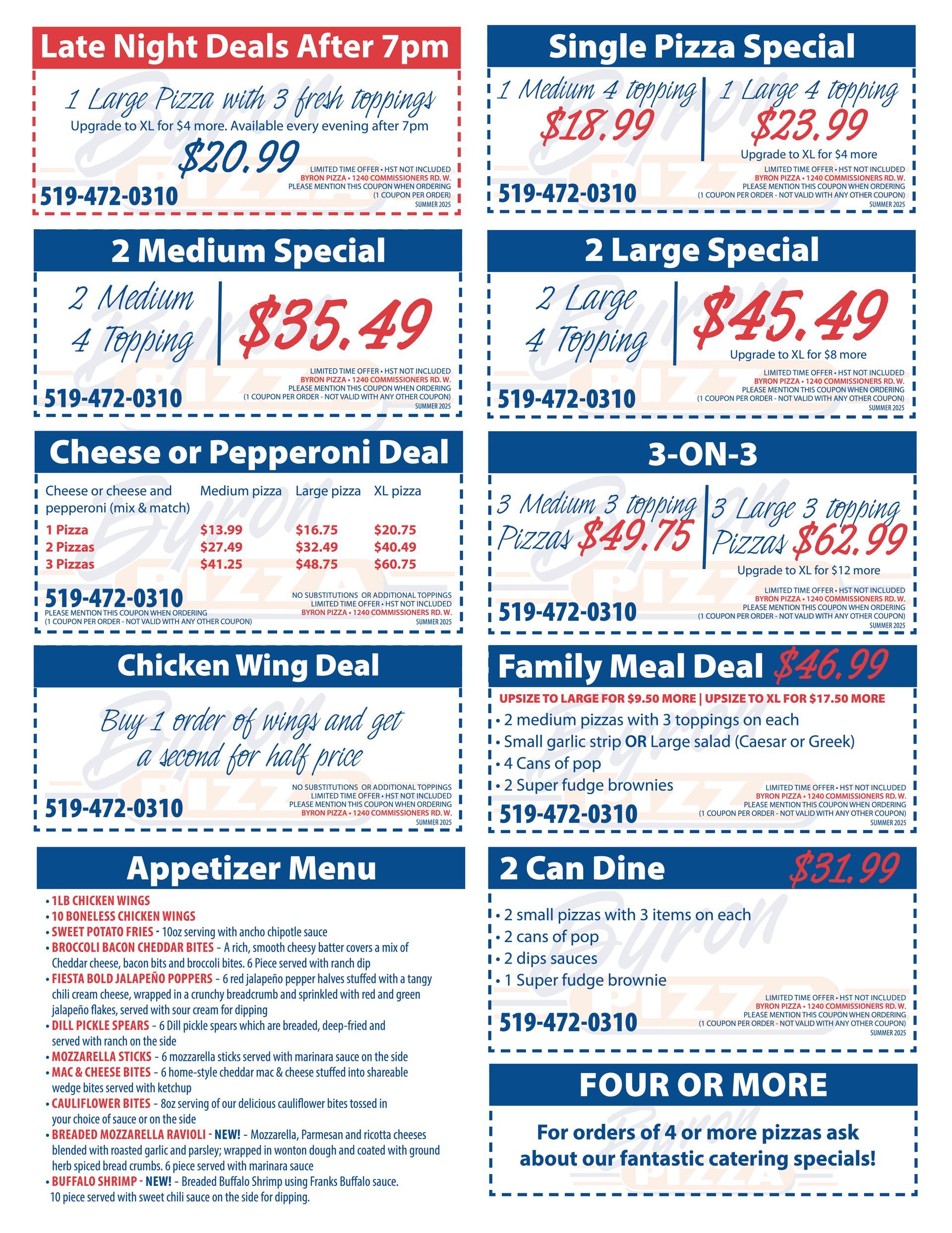 Byron Pizza Coupon Sheet, Summer 2025