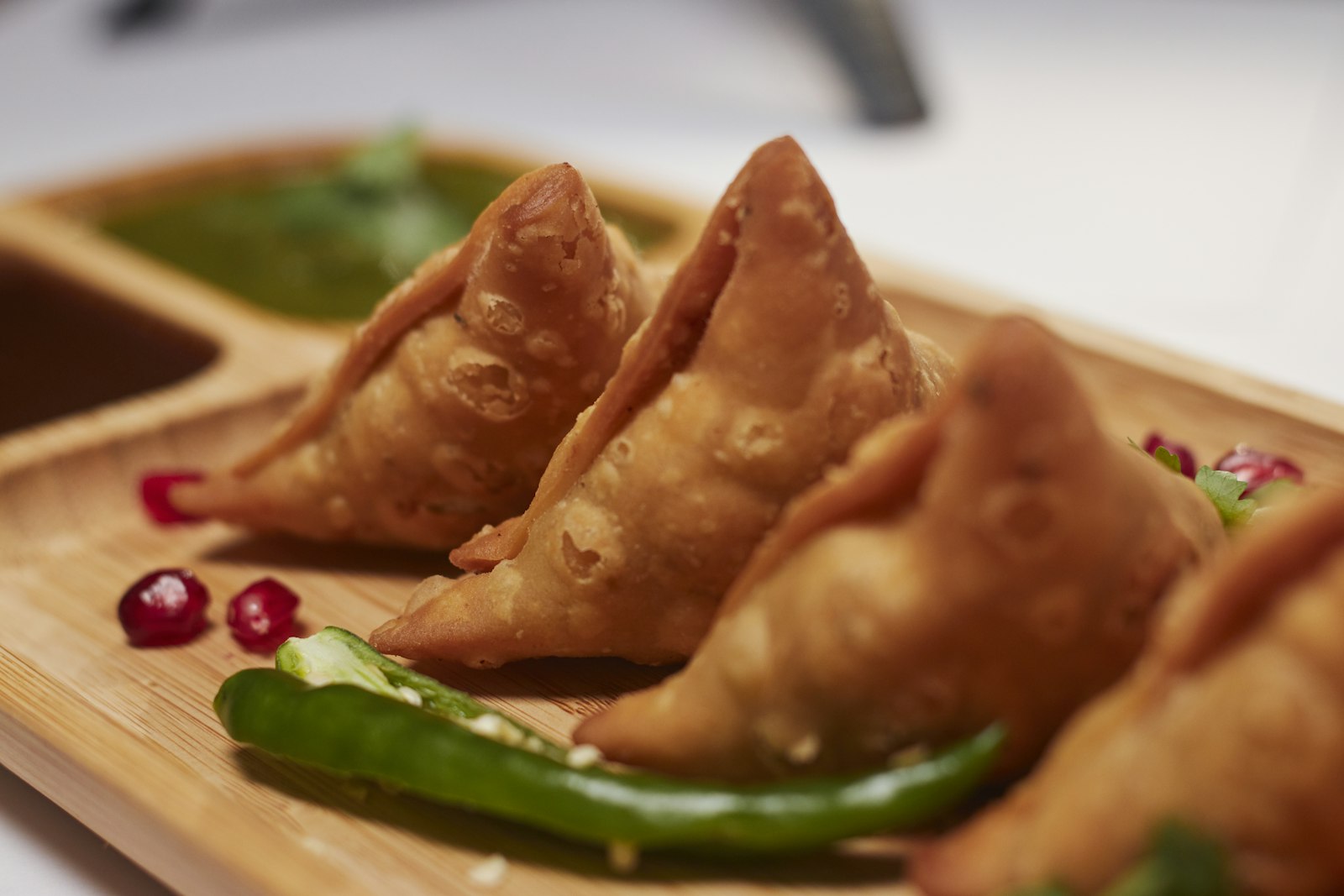 Freshly fried samosas at Kashmir Grill