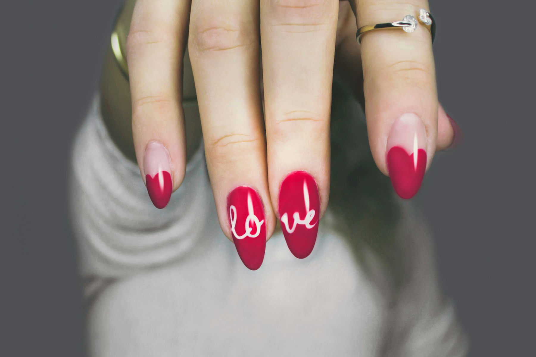 Glossy red statement manicure