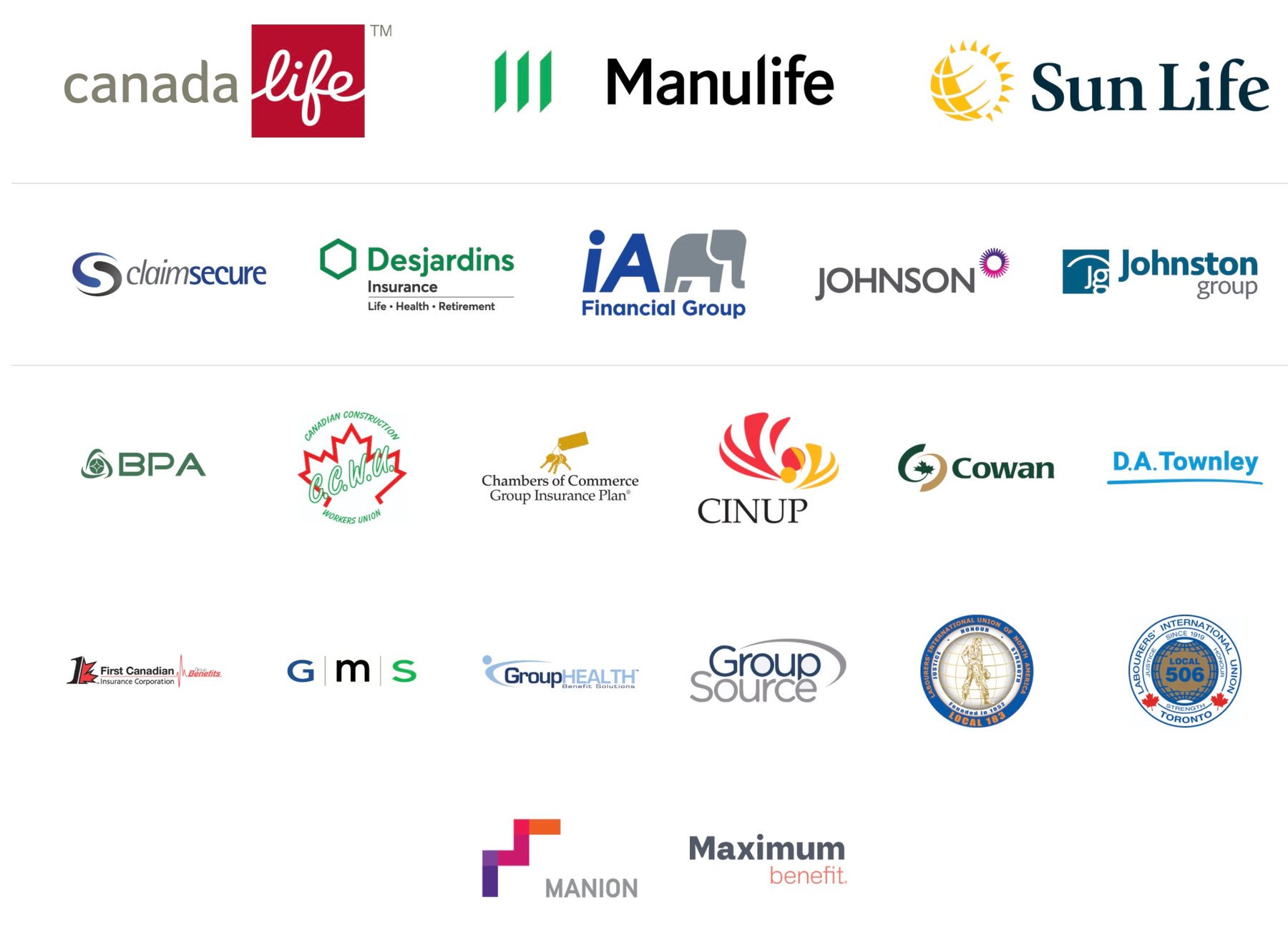 Insurance providers we direct bill: Canada Life, Manulife, Sun Life, ClaimSecure, Desjardins and more