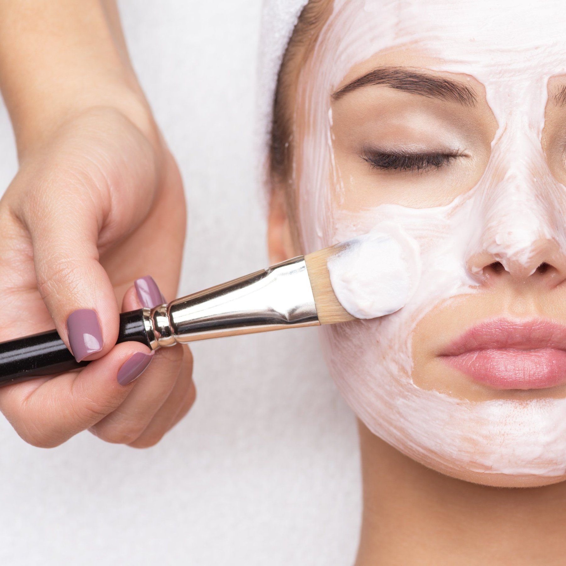 Relaxing facial in progress at the studio