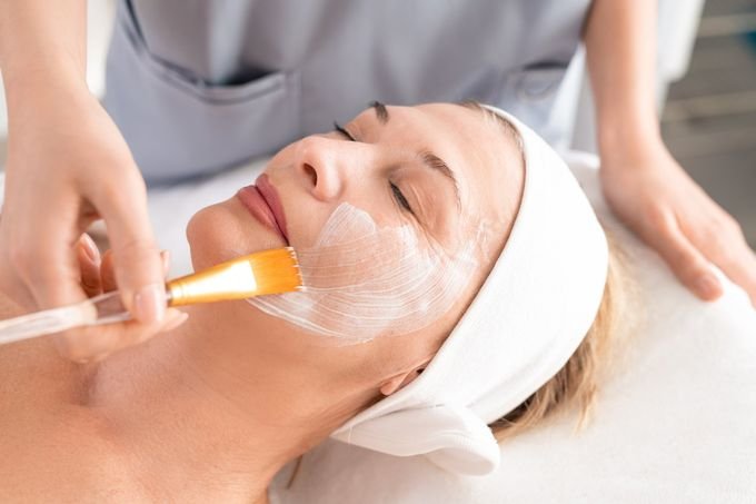 Facial mask treatment at the studio