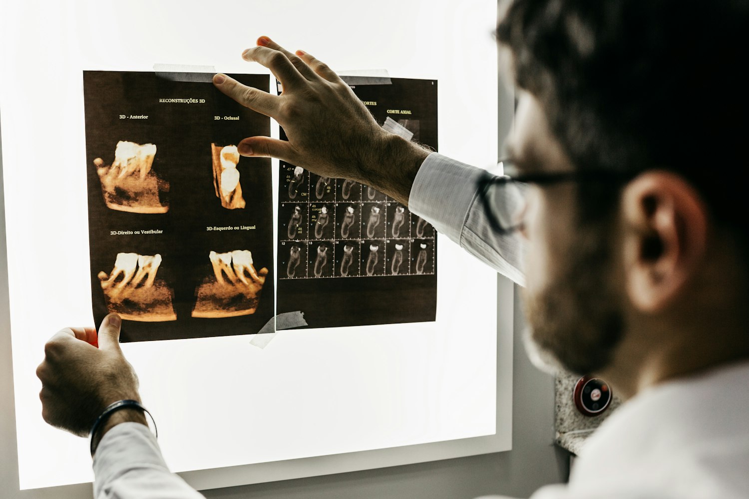 A dental office reception scene