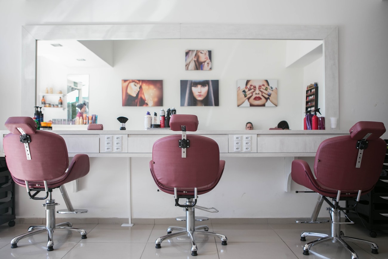 Inside The Penthouse Salon styling area in Hyde Park, London
