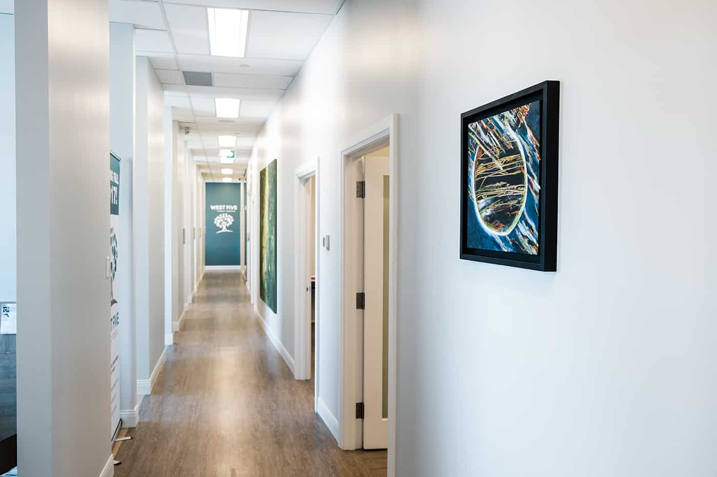 A hallway in the office at West Five Family Dental, London Ontario