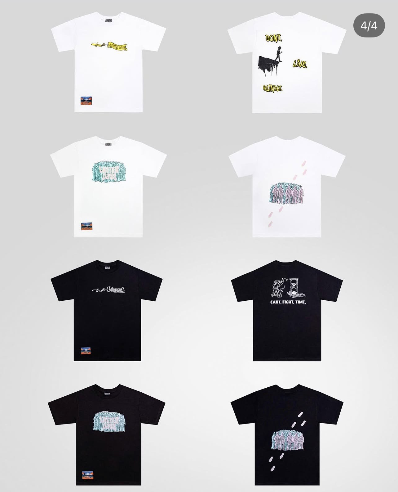 Awakening capsule tees laid flat.